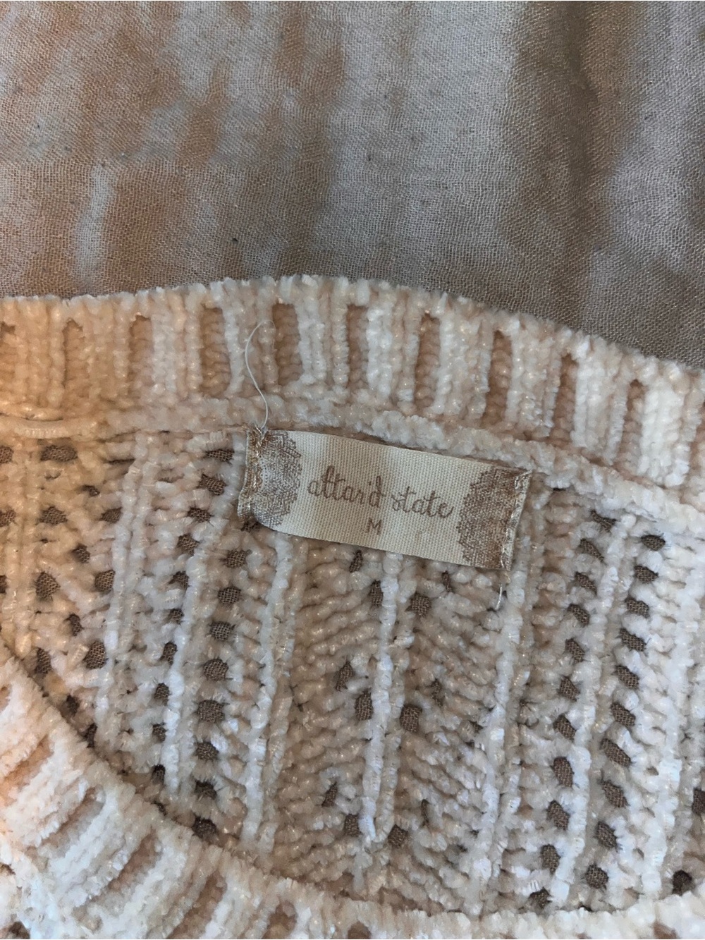 Altar'd State Cream Knit Sweater, Size Medium